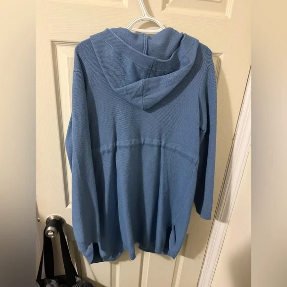 Blue Hooded Cardigan with Pockets - Picture 2 of 4